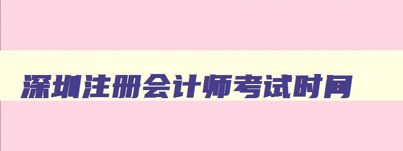 深圳注册会计师考试时间