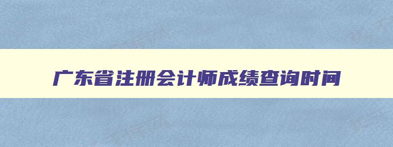 广东省注册会计师成绩查询时间