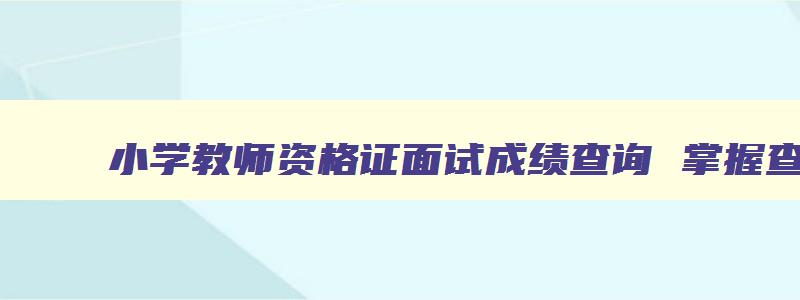 小学教师资格证面试成绩查询