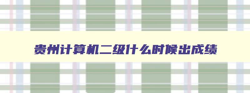 贵州计算机二级什么时候出成绩（贵州计算机二级什么时候出成绩啊）