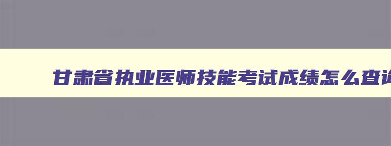 甘肃省执业医师技能考试成绩怎么查询