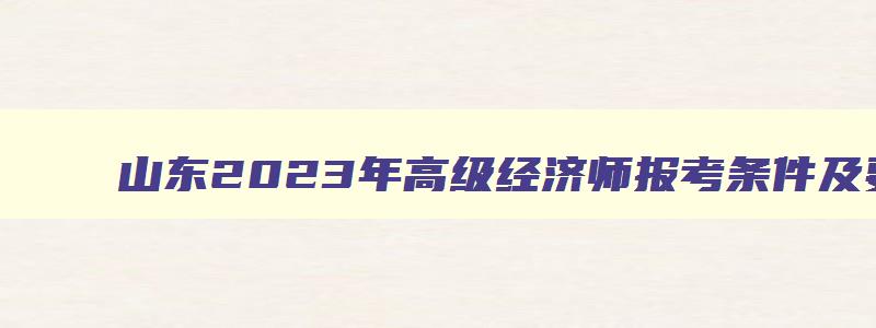 山东2023年高级经济师报考条件及要求,山东2023年高级经济师报考条件