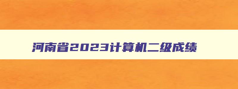 河南省2023计算机二级成绩