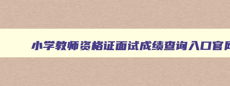 小学教师资格证面试成绩查询入口官网