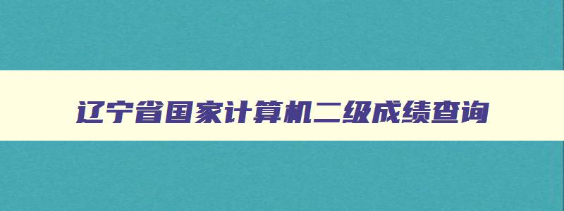 辽宁省国家计算机二级成绩查询,辽宁省计算机二级证书