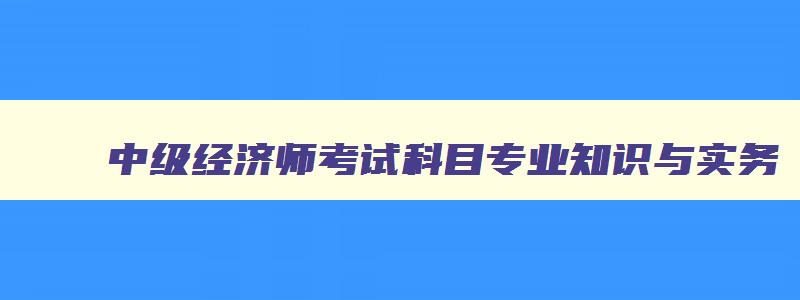 中级经济师考试科目专业知识与实务