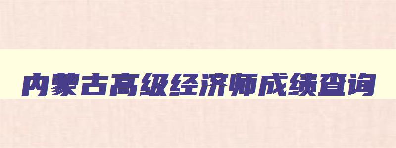 内蒙古高级经济师成绩查询,内蒙古高级经济师证书