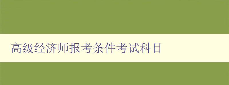 高级经济师报考条件考试科目