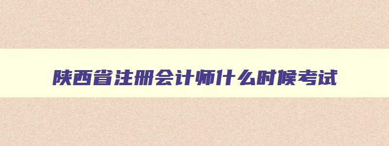 陕西省注册会计师什么时候考试