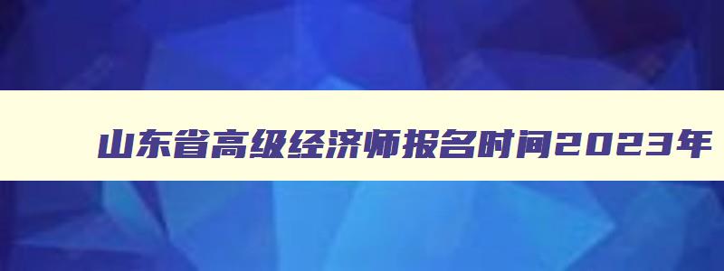 山东省高级经济师报名时间2023年