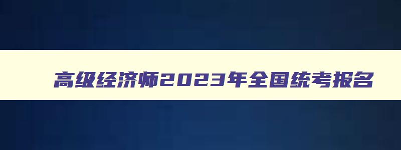 高级经济师2023年全国统考报名,2023高级经济师报考