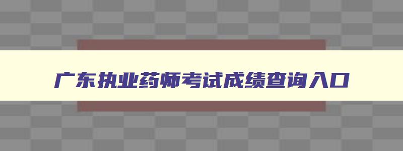 广东执业药师考试成绩查询入口