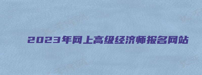 2023年网上高级经济师报名网站（2023年网上高级经济师报名网站是什么）