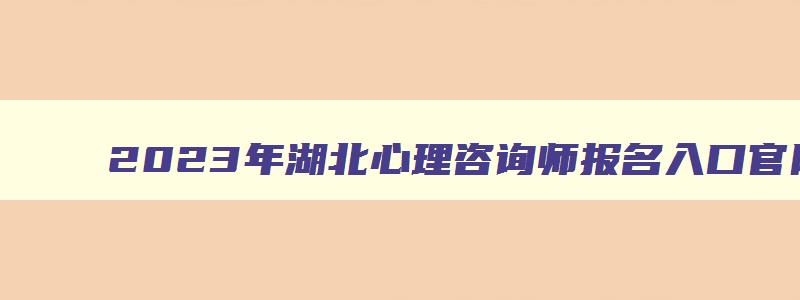 2023年湖北心理咨询师报名入口官网