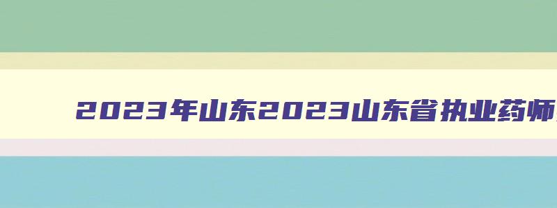 2023年山东2023山东省执业药师报名