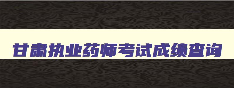 甘肃执业药师考试成绩查询,甘肃省执业药师准考证打印入口