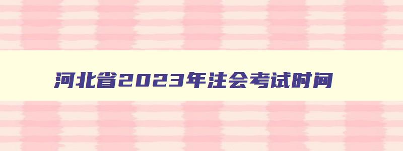 河北省2023年注会考试时间