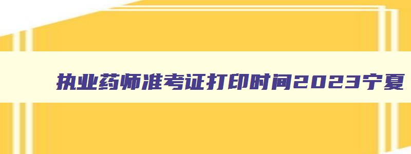 执业药师准考证打印时间2023宁夏