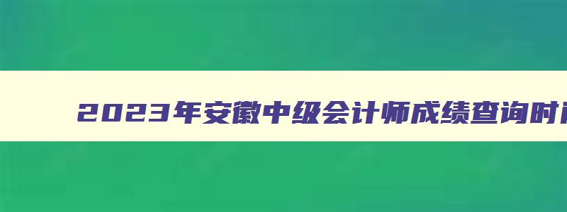 2023年安徽中级会计师成绩查询时间