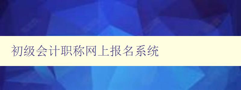 初级会计职称网上报名系统