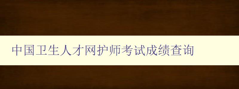 中国卫生人才网护师考试成绩查询