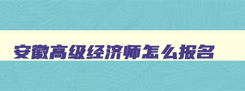 安徽高级经济师怎么报名