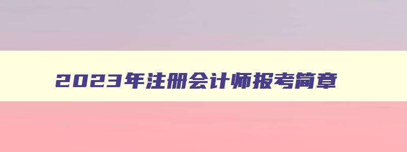 2023年注册会计师报考简章,2023年注册会计师报名条件及考试要求是什么