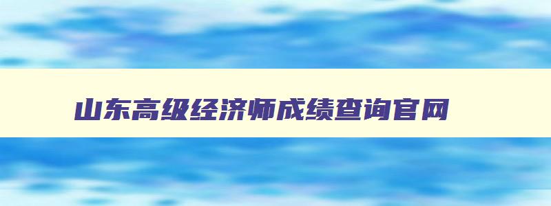 山东高级经济师成绩查询官网,山东高级经济师成绩查询