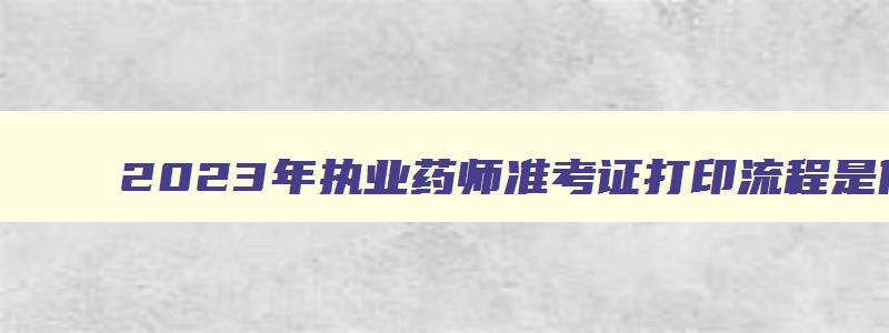 2023年执业药师准考证打印流程是什么意思