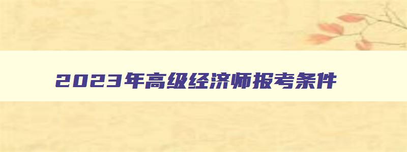 2023年高级经济师报考条件,2023年高级经济师资格报考条件及要求