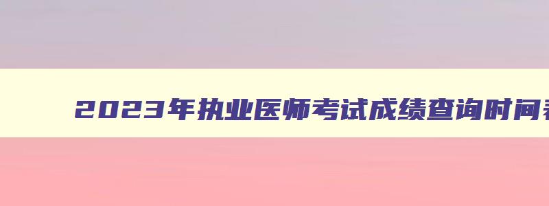 2023年执业医师考试成绩查询时间表,2023年执业医师考试成绩查询时间