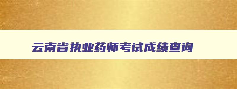 云南省执业药师考试成绩查询