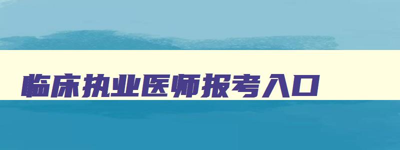 临床执业医师报考入口