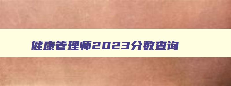 健康管理师2023分数查询