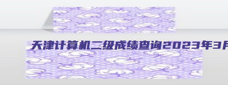 天津计算机二级成绩查询2023年3月入口（天津计算机二级成绩查询2023年3月入口）