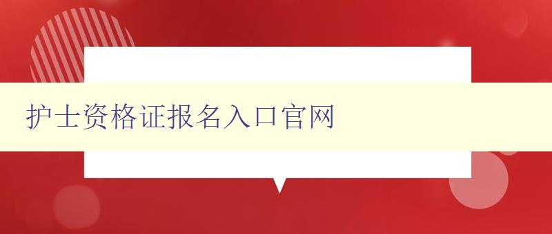 护士资格证报名入口官网