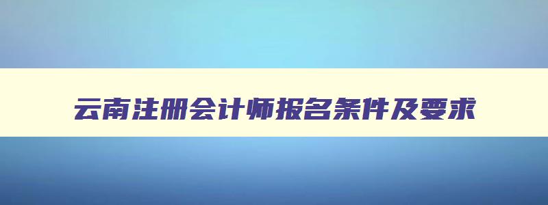 云南注册会计师报名条件及要求,云南注册会计师报名条件