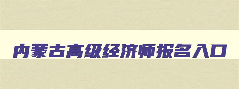 内蒙古高级经济师报名入口