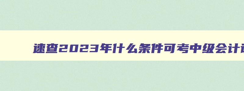 速查2023年什么条件可考中级会计证