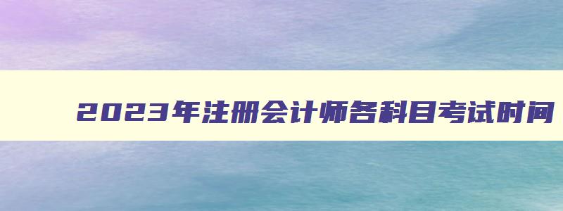 2023年注册会计师各科目考试时间