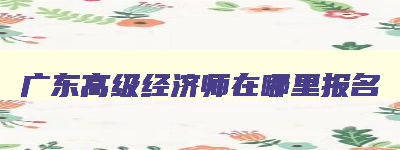 广东高级经济师在哪里报名,广东高级经济师哪里报名