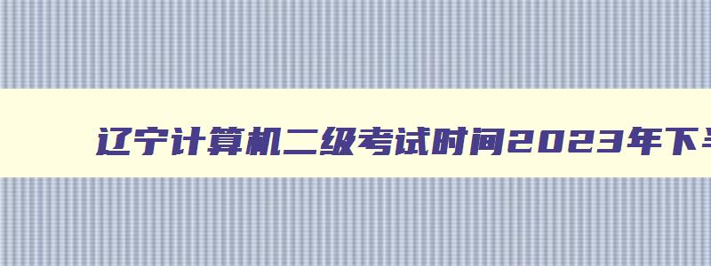 辽宁计算机二级考试时间2023年下半年