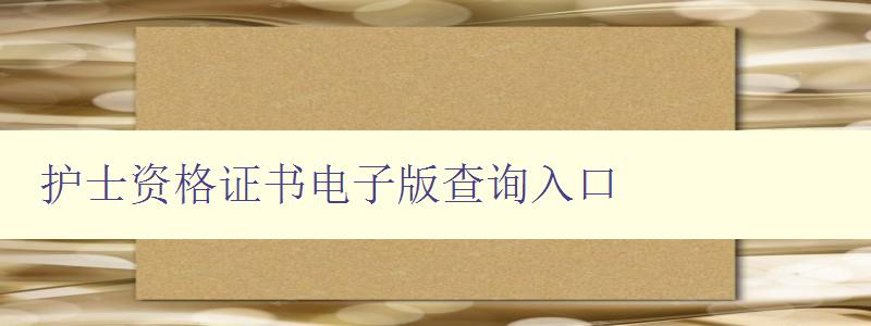 护士资格证书电子版查询入口