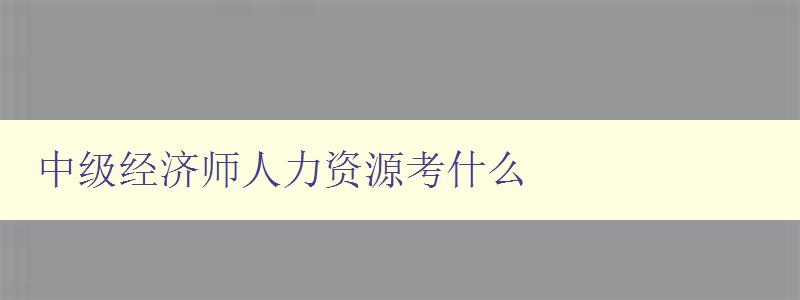 中级经济师人力资源考什么