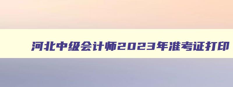 河北中级会计师2023年准考证打印,河北中级会计师2023