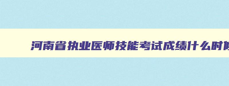 河南省执业医师技能考试成绩什么时候出来