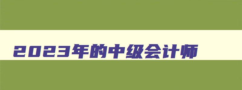 2023年的中级会计师,2023能用吗,2023年的中级会计师