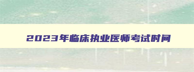 2023年临床执业医师考试时间