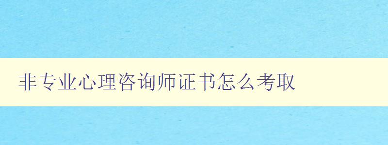 非专业心理咨询师证书怎么考取