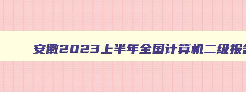 安徽2023上半年全国计算机二级报名,安徽省计算机二级2023下半年报名